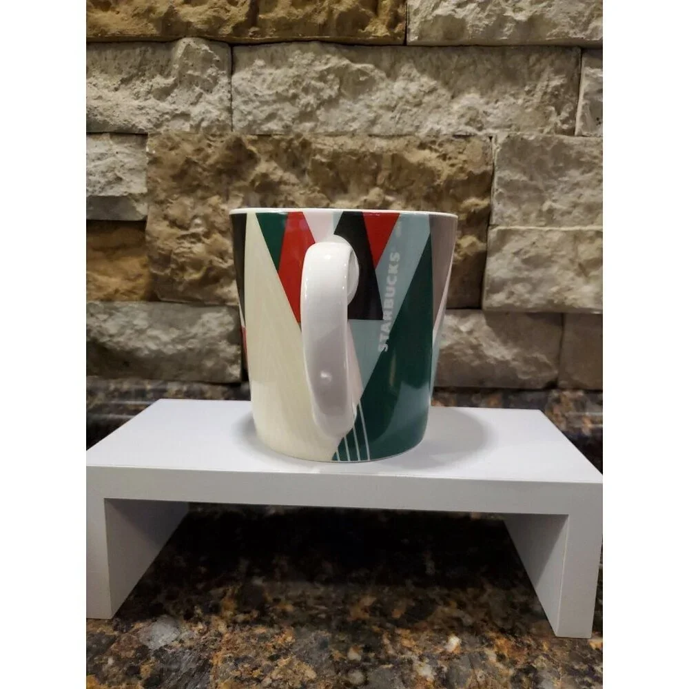Starbucks Holiday Triangle Christmas Tree Coffee Tea Mug Cup 18oz Coffee Bar